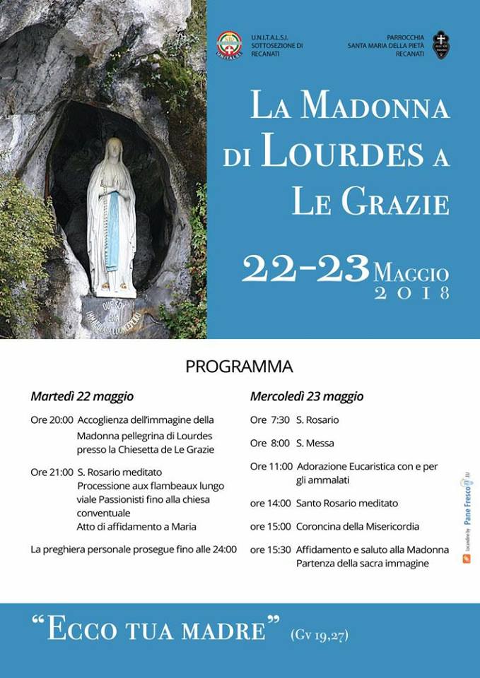 Per Iniziativa Dell Unitalsi A Le Grazie Sosta Della Madonna Pellegrina Di Lourdes