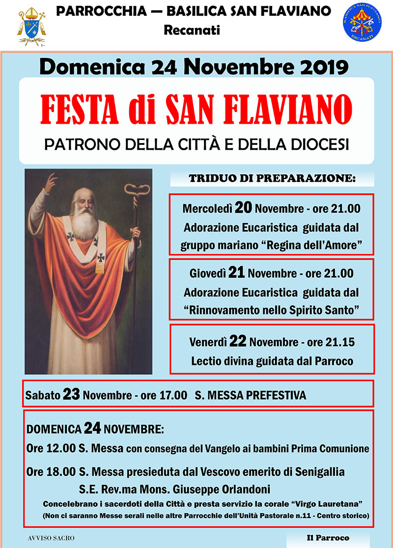 Manifesto Festa San Flaviano 2019 con triduo