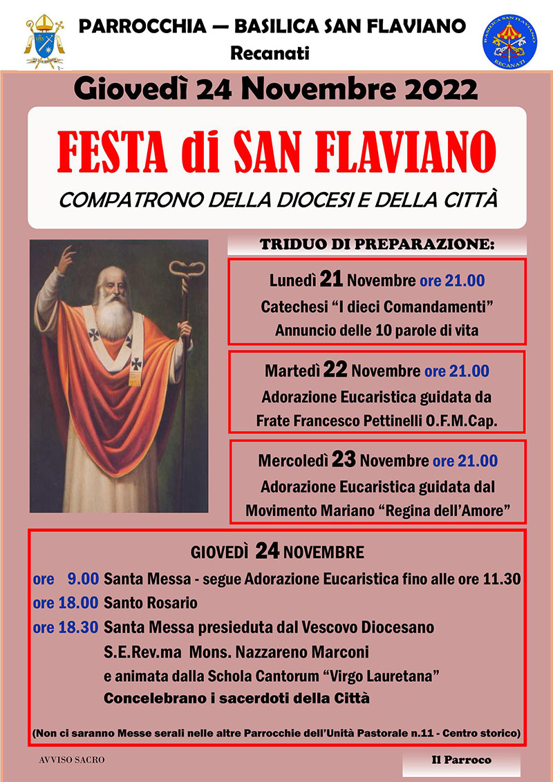Manifesto Festa San Flaviano 2022 con triduo